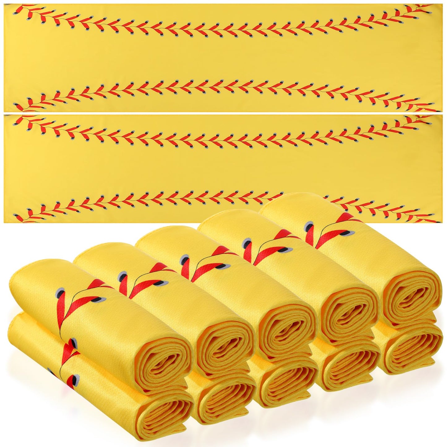 12 Pcs Cooling Towel Baseball Football Basketball Breathable Chilly Softball Soccer Ice Towel, 40"x12" Tennis Microfiber Accessories for Player(White,Baseball)