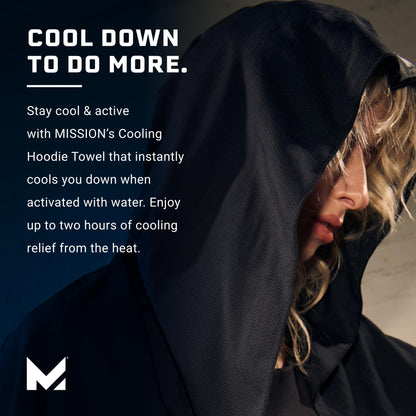 MISSION Cooling Hoodie Towel, Evaporative Cool Technology, Cools Instantly When Wet, UPF 50 Sun Protection, Contours Your Head to Stay in Place, Great for Sports, Fitness, Gym