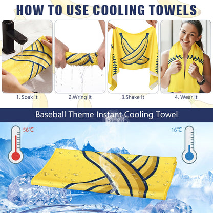 12 Pcs Cooling Towel Baseball Football Basketball Breathable Chilly Softball Soccer Ice Towel, 40"x12" Tennis Microfiber Accessories for Player(White,Baseball)