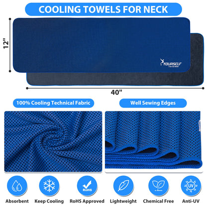 SYOURSELF Cooling Towels for Neck and Face, 4 Pack 40" x 12" Cooling Towel for Hot Weather, Soft Breathable Instant Cool Chilly Pad for Sports Golf Yoga Gym Athletes Camping Ice Towels(Mix-4pcs)