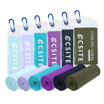 CSITE 4 Pack Cooling Towels (47"x12") for Neck and Face, Ice Towel for Hot Weather, Soft Breathable Chilly Gym Towels, Microfiber Towel for Work Out, Yoga, Running, Camping & More Activities