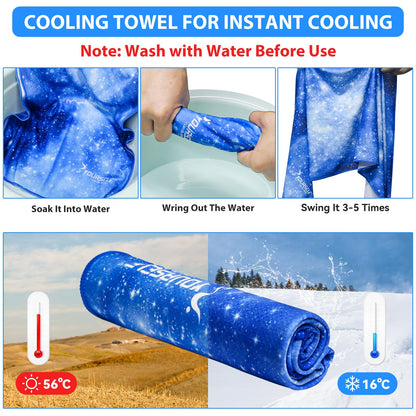 SYOURSELF Cooling Towels for Neck and Face, 4 Pack 40" x 12" Cooling Towel for Hot Weather, Soft Breathable Instant Cool Chilly Pad for Sports Golf Yoga Gym Athletes Camping Ice Towels(Mix-4pcs)
