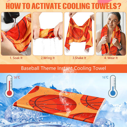 12 Pcs Cooling Towel Baseball Football Basketball Breathable Chilly Softball Soccer Ice Towel, 40"x12" Tennis Microfiber Accessories for Player(White,Baseball)