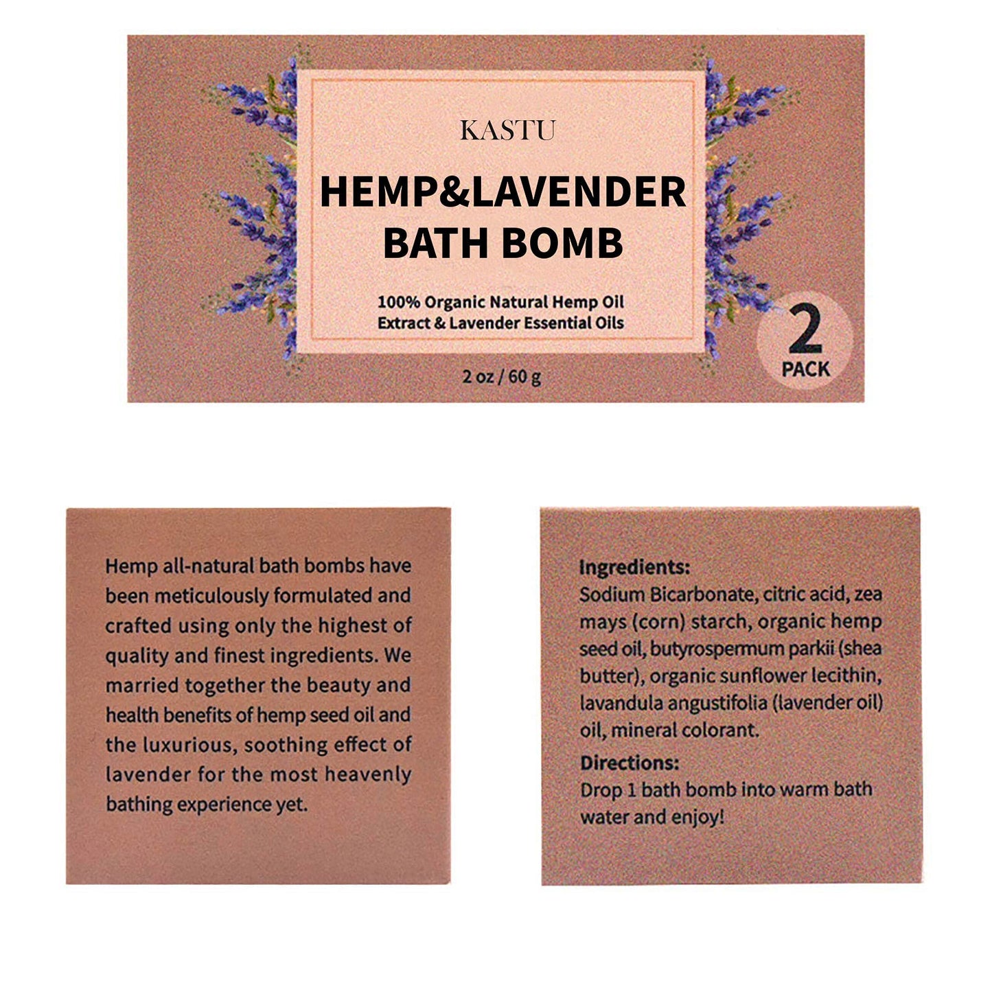 Bath Bombs,2 Pack Fizzy Spa Gift Natural Hemp Oil Extract and Lavender Essential Oils Bath for Moisturizing Dry Skin,Relaxing,Bubble Bath for Gifts Idea for Men Women