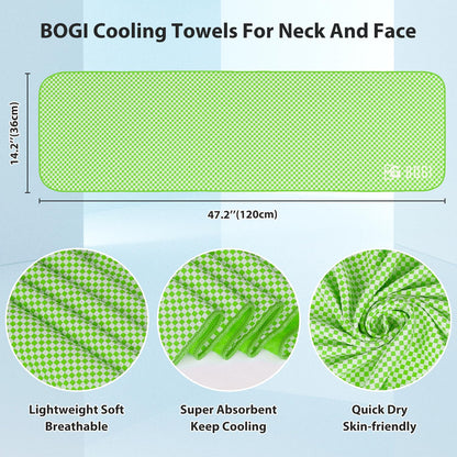 BOGI Cooling Towels for Neck and Face, Soft Breathable Cool Towel for Instant Cooling Stay Cool for Yoga, Sport, Gym, Camping, Running & More Activities