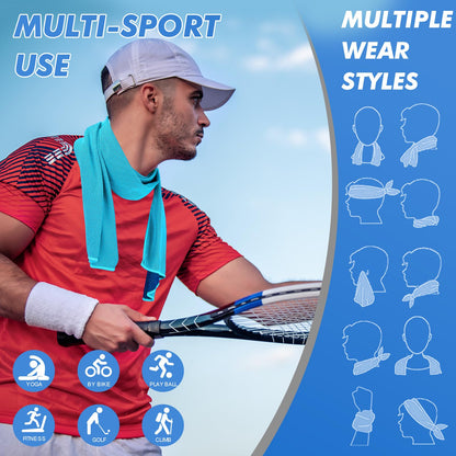 CSITE 4 Pack Cooling Towels (47"x12") for Neck and Face, Ice Towel for Hot Weather, Soft Breathable Chilly Gym Towels, Microfiber Towel for Work Out, Yoga, Running, Camping & More Activities