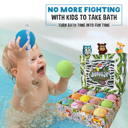 Bath Bombs for Kids with Surprise Inside - Organic, Gentle & Kid Friendly Bubble Bath Fizzies with Toys Inside. Spa Bath Fizz Balls Kit. Fizzy Balls w/Rich Bubbles, Birthday Gifts for Boys, Girls