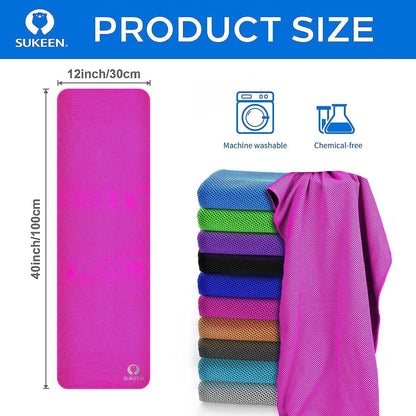 Sukeen 4 Pack Cooling Towels (40"x12") for Neck and Face, Cooling Neck Wraps, Breathable Cooling Towel for Hot Weather, Sweat Towels for Yoga, Sports, Golf, Gym, Camping, Running, Fitness, Workout
