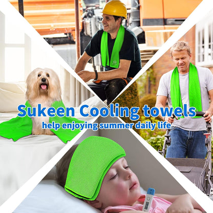 Sukeen 4 Pack Cooling Towels (40"x12") for Neck and Face, Cooling Neck Wraps, Breathable Cooling Towel for Hot Weather, Sweat Towels for Yoga, Sports, Golf, Gym, Camping, Running, Fitness, Workout