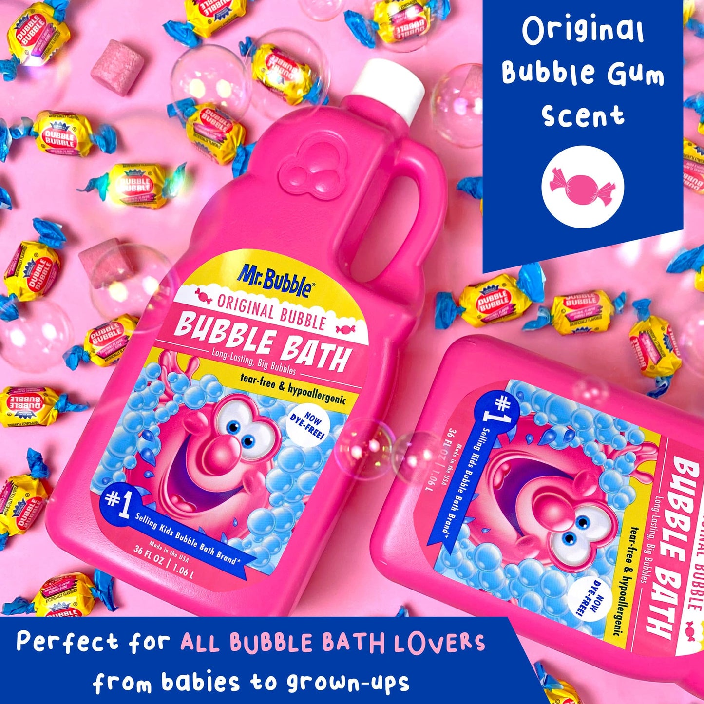 Mr. Bubble Original Bubble Bath - Great for Your Baby, Kids, and Adults - Hypoallergenic, Tear Free Bubble Bath Solution (2 Bottles, 16 fl oz Each)