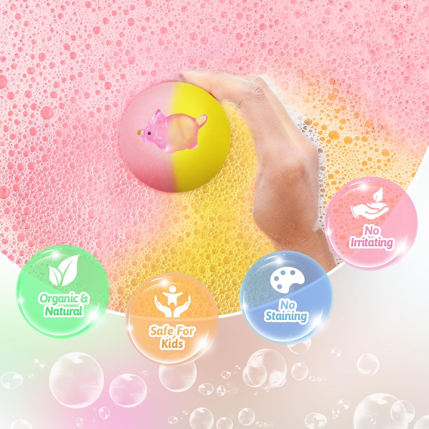 Bath Bomb Gift Set with Toys Inside, 20 Pack Organic Bath Bombs for Kids, Kids Safe Handmade Fizzy Balls for Kid, Ideal Birthday Gift for Boys & Girls