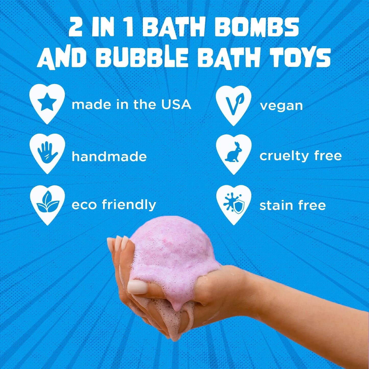Superhero Bath Bombs for Kids with Surprise Toys Inside (6 Pack) - Large Bubble Bomb Fizzies for Boys, Girls, & Toddlers - Birthday Gift for Kids - Fruity Scent, USA Made by Two Sisters