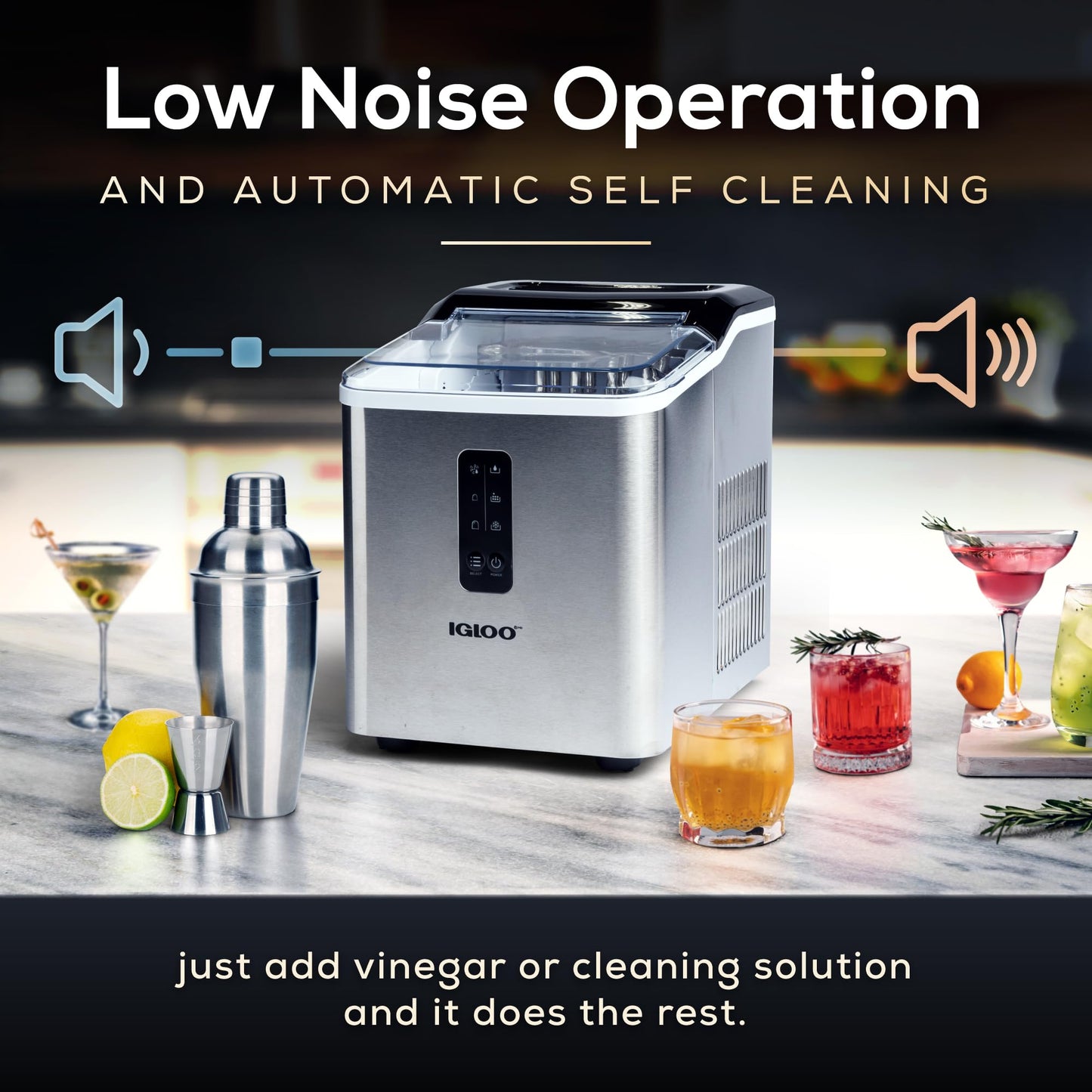 Igloo Automatic Self-Cleaning Portable Electric Countertop Ice Maker Machine with Handle, 26 Pounds in 24 Hours, 9 Ice Cubes Ready in 7 Minutes, with Ice Scoop and Basket