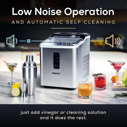Igloo Automatic Self-Cleaning Portable Electric Countertop Ice Maker Machine with Handle, 26 Pounds in 24 Hours, 9 Ice Cubes Ready in 7 Minutes, with Ice Scoop and Basket