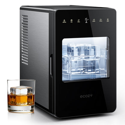 Ecozy Countertop Ice Maker, Portable, Self-Cleaning, 9 Bullet Ice Cubes in 6 Mins, 26lbs/24Hrs, Ice Maker Machine with Ice Bags, Handle, Standing Scoop and Basket, Black, IM-BS261C