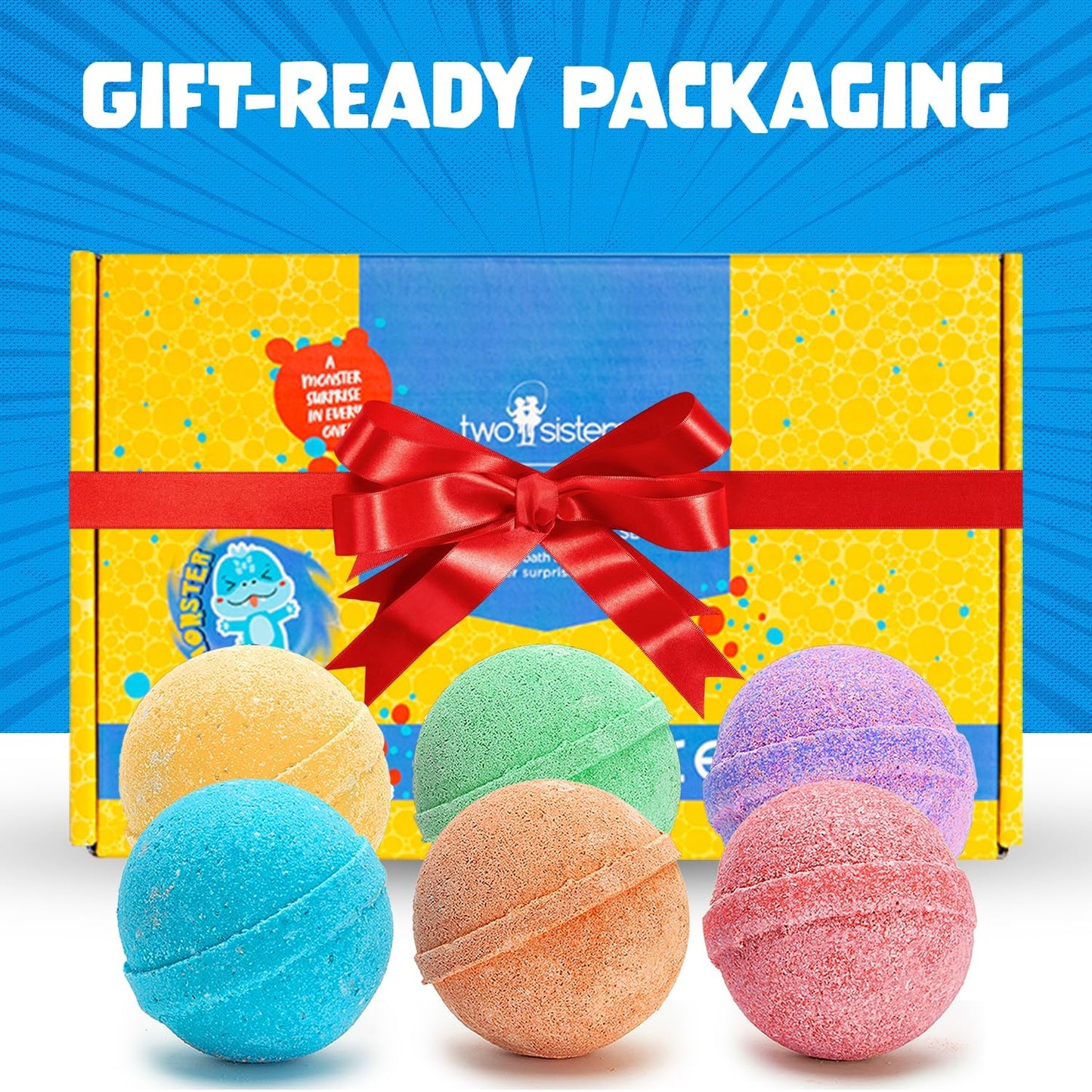 Superhero Bath Bombs for Kids with Surprise Toys Inside (6 Pack) - Large Bubble Bomb Fizzies for Boys, Girls, & Toddlers - Birthday Gift for Kids - Fruity Scent, USA Made by Two Sisters