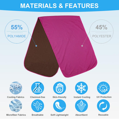 4 Pack Cooling Towels for Neck and Face(40"x12"), Cooling Neck Wraps, Ice Towel for Hot Weather, Soft Breathable Gym Towel, Cool Towel for Workout, Camping, Yoga, Sport, Running