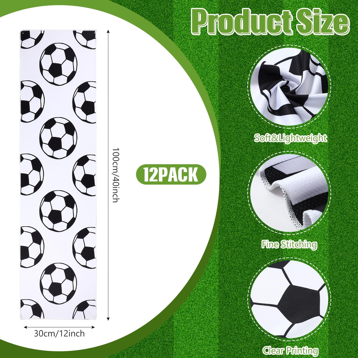 12 Pcs Cooling Towel Baseball Football Basketball Breathable Chilly Softball Soccer Ice Towel, 40"x12" Tennis Microfiber Accessories for Player(White,Baseball)