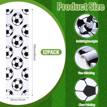 12 Pcs Cooling Towel Baseball Football Basketball Breathable Chilly Softball Soccer Ice Towel, 40"x12" Tennis Microfiber Accessories for Player(White,Baseball)