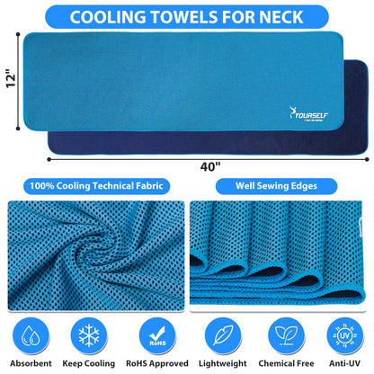 SYOURSELF Cooling Towels for Neck and Face, 4 Pack 40" x 12" Cooling Towel for Hot Weather, Soft Breathable Instant Cool Chilly Pad for Sports Golf Yoga Gym Athletes Camping Ice Towels(Mix-4pcs)