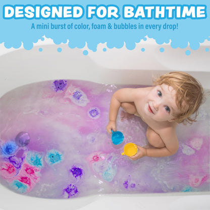 Tub Works® Lil' Bursts™ Mini Bath Bombs for Kids, 90 Count, Rainbow | Nontoxic | Tiny Kids Bath Bombs with A Burst of Color, Foam & Bubbles | Customize Toddler Bath with 7 Colors | Make Bathtub Art