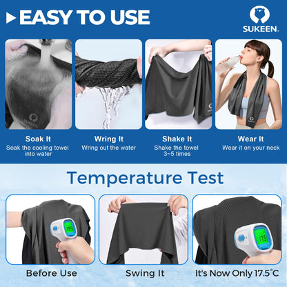 Sukeen Cooling Towels 6 Pack (40"x12"), Cooling Towels for Neck and Face, Quick Dry Sport Camping Cooling Towel, Cold Towel for Hot Weather