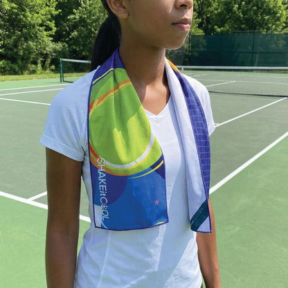 SHAKEitCOOL Original Cooling Towel – Be Cool in Style - Heat Relief, Soft, Lightweight, Sun Protection, Easy Clean - Perfect for Biking, Running, Yoga, Gym, Gardening - Aurora