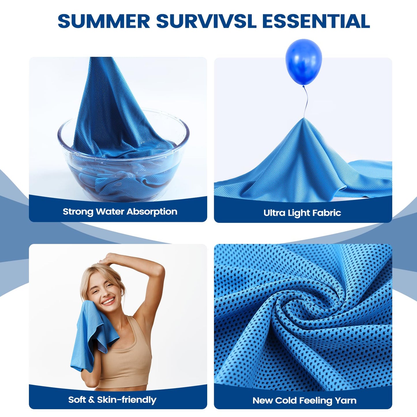 Clothirily Cooling Towels for Women Men, Breathable Cooling Towels for Neck and Face, Workout Towel for Hot Weather, Sweat Towel for Gym Yoga, Camping, Fitness, Running, Traveling, 6 Pack 40"x12"