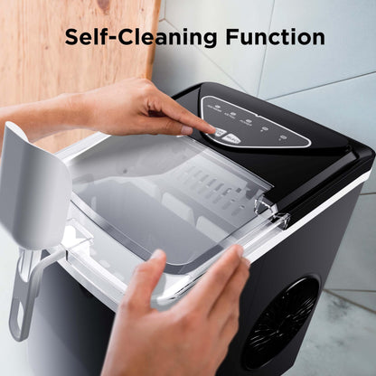 Silonn Countertop Ice Maker with 2.5L Expandable Ice Basket, 26.5lbs/24H, 9 Cubes in 6 Mins, 2 Ice Sizes, Self-Cleaning & LED Touch Control for Home Kitchen Office