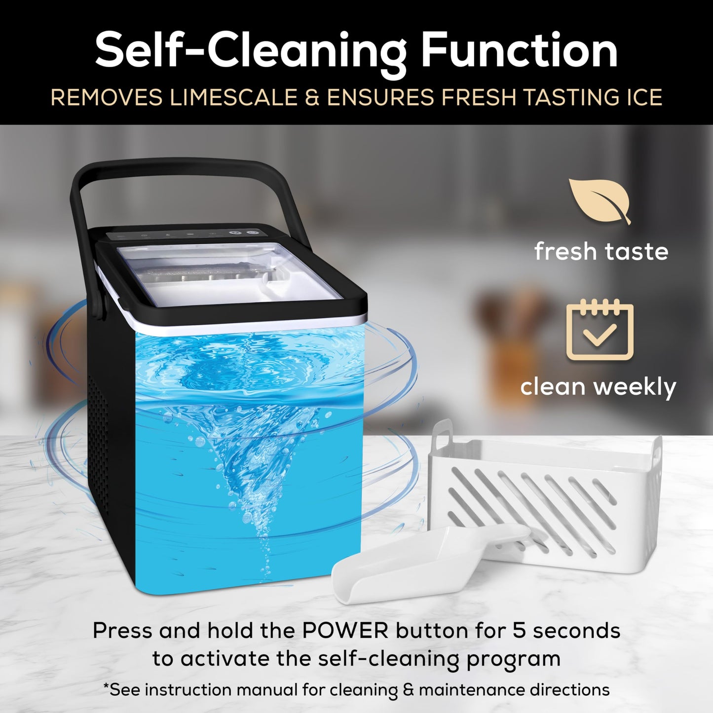Igloo Automatic Self-Cleaning Portable Electric Countertop Ice Maker Machine with Handle, 26 Pounds in 24 Hours, 9 Ice Cubes Ready in 7 Minutes, with Ice Scoop and Basket