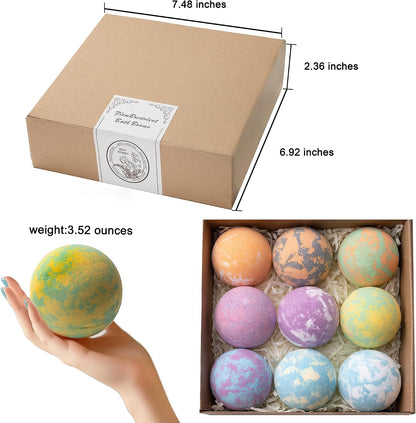 Bath Bombs for Women, 9pcs Handmade Bubble Bath Bombs with Natural Essential Oils, Wonderfull Gift for Women, as Well as Nice Valentine's Day or Birthday Gift for Wife and Girlfriend
