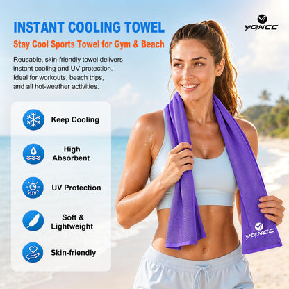 YQXCC 4 Pack Cooling Towels (40"x12"), Cool Neck Towel, Soft Breathable Microfiber for Gym, Yoga, Golf, Running, Camping & Summer Outdoor Activities