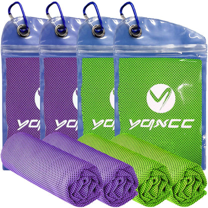 YQXCC 4 Pack Cooling Towels 40"x12", Cold Cool for Neck & Face | Cooling Neck Wraps, Soft Breathable Microfiber Chilly Towels, Ideal for Gym, Yoga, Golf, Running, Camping & Hot Weather