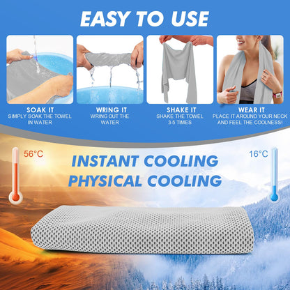 CSITE 4 Pack Cooling Towels (47"x12") for Neck and Face, Ice Towel for Hot Weather, Soft Breathable Chilly Gym Towels, Microfiber Towel for Work Out, Yoga, Running, Camping & More Activities