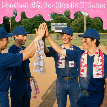 12 Pcs Cooling Towel Baseball Football Basketball Breathable Chilly Softball Soccer Ice Towel, 40"x12" Tennis Microfiber Accessories for Player(White,Baseball)