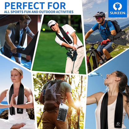 Sukeen 4 Pack Cooling Towels (40"x12") for Neck and Face, Cooling Neck Wraps, Breathable Cooling Towel for Hot Weather, Sweat Towels for Yoga, Sports, Golf, Gym, Camping, Running, Fitness, Workout