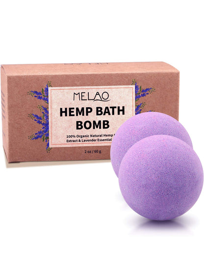 Bath Bombs,2 Pack Fizzy Spa Gift Natural Hemp Oil Extract and Lavender Essential Oils Bath for Moisturizing Dry Skin,Relaxing,Bubble Bath for Gifts Idea for Men Women