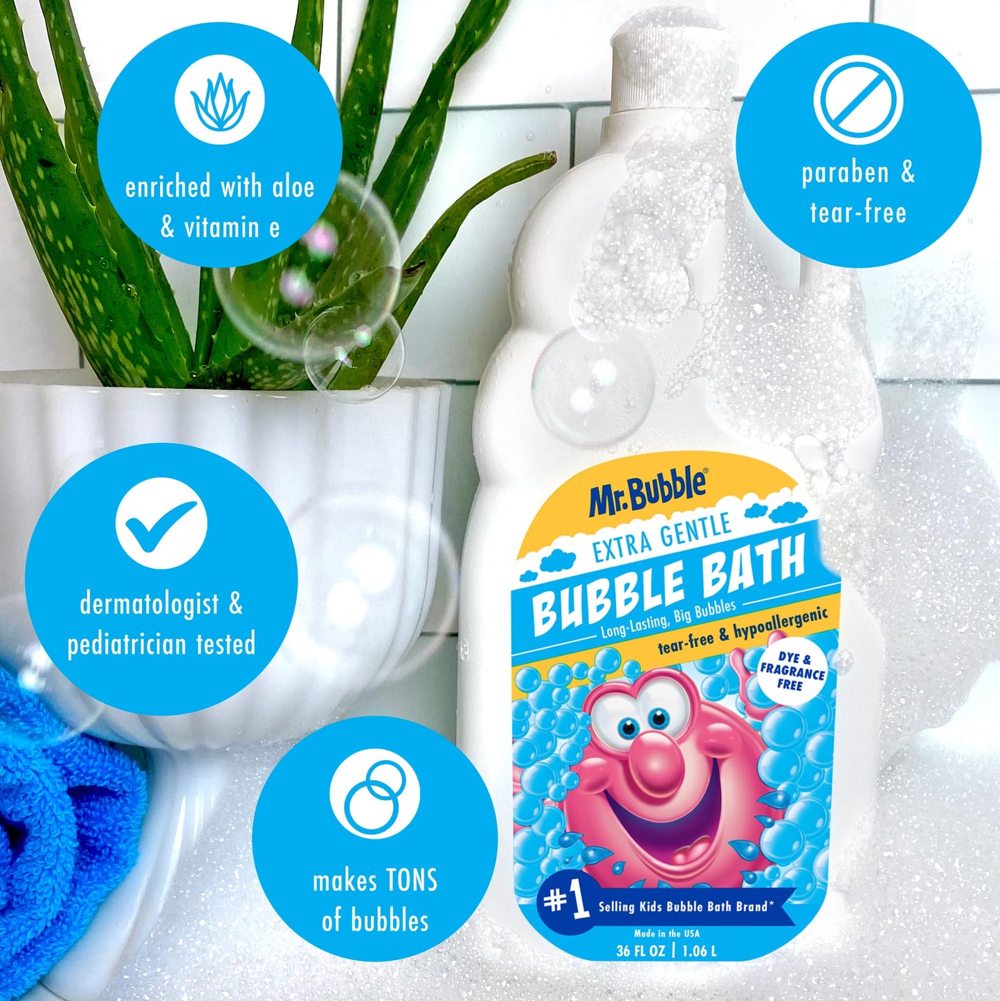 Mr. Bubble Original Bubble Bath - Great for Your Baby, Kids, and Adults - Hypoallergenic, Tear Free Bubble Bath Solution (2 Bottles, 16 fl oz Each)