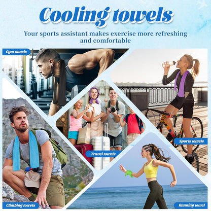 PAWPRO 4 Packs Cooling Towels for Neck and Face(40"x12"), Soft Breathable Cooling Towel with Waterproof Bag & Carabiner,Microfiber Cooling Towels for Yoga, Sport,Gym,Camping (Multicolor)