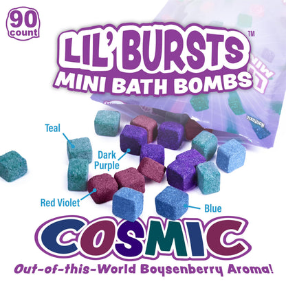 Tub Works® Lil' Bursts™ Mini Bath Bombs for Kids, 90 Count, Rainbow | Nontoxic | Tiny Kids Bath Bombs with A Burst of Color, Foam & Bubbles | Customize Toddler Bath with 7 Colors | Make Bathtub Art