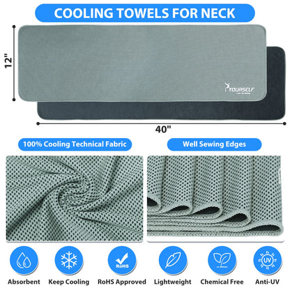 SYOURSELF Cooling Towels for Neck and Face, 4 Pack 40" x 12" Cooling Towel for Hot Weather, Soft Breathable Instant Cool Chilly Pad for Sports Golf Yoga Gym Athletes Camping Ice Towels(Mix-4pcs)