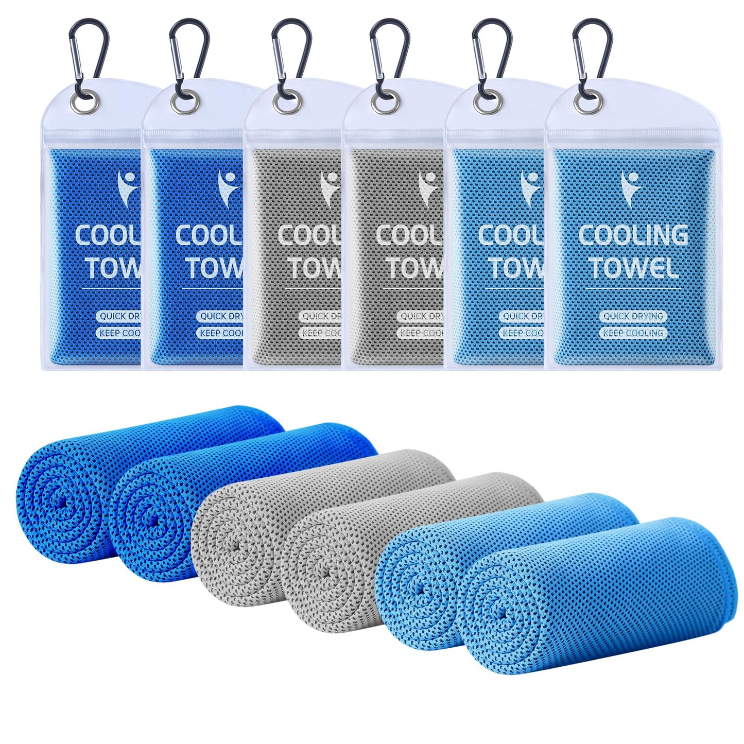Clothirily Cooling Towels for Women Men, Breathable Cooling Towels for Neck and Face, Workout Towel for Hot Weather, Sweat Towel for Gym Yoga, Camping, Fitness, Running, Traveling, 6 Pack 40"x12"