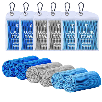 Clothirily Cooling Towels for Women Men, Breathable Cooling Towels for Neck and Face, Workout Towel for Hot Weather, Sweat Towel for Gym Yoga, Camping, Fitness, Running, Traveling, 6 Pack 40"x12"