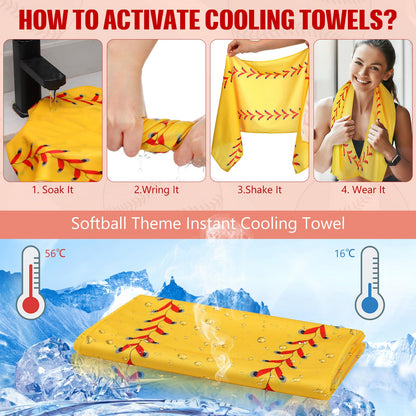 12 Pcs Cooling Towel Baseball Football Basketball Breathable Chilly Softball Soccer Ice Towel, 40"x12" Tennis Microfiber Accessories for Player(White,Baseball)