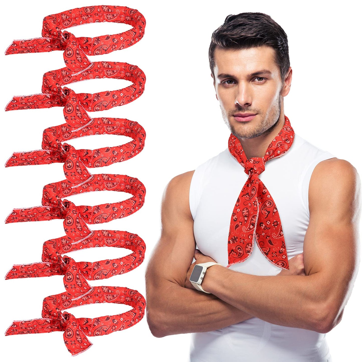 Coume 6 Pack Cooling Neck Wraps Neck Cooler Ice Bandanas Scarf for Hot Weather Summer Ultra Running Walking Riding Women Men