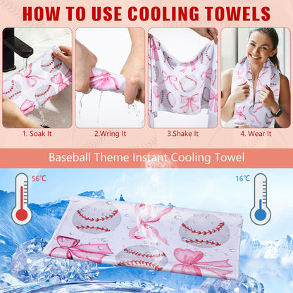 12 Pcs Cooling Towel Baseball Football Basketball Breathable Chilly Softball Soccer Ice Towel, 40"x12" Tennis Microfiber Accessories for Player(White,Baseball)