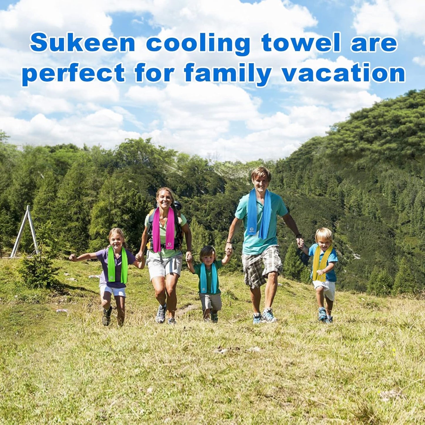 Sukeen 4 Pack Cooling Towels (40"x12") for Neck and Face, Cooling Neck Wraps, Breathable Cooling Towel for Hot Weather, Sweat Towels for Yoga, Sports, Golf, Gym, Camping, Running, Fitness, Workout