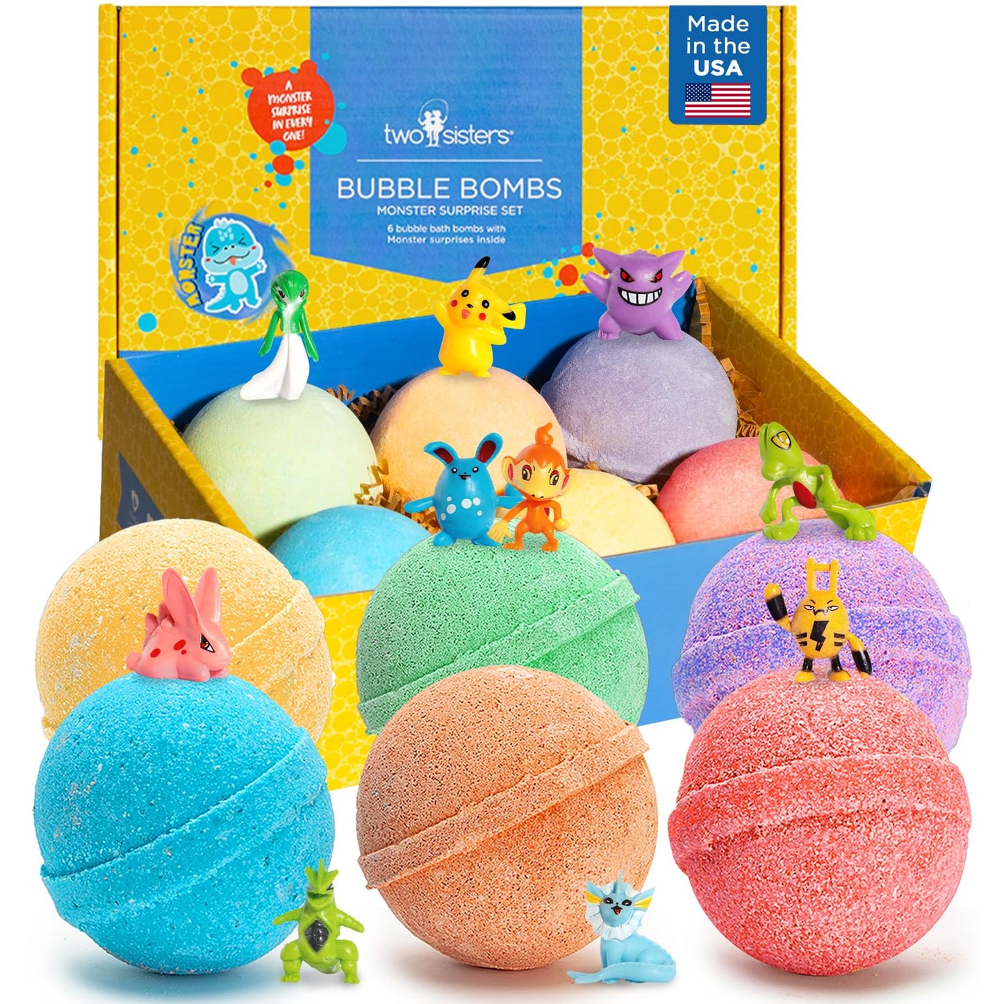 Superhero Bath Bombs for Kids with Surprise Toys Inside (6 Pack) - Large Bubble Bomb Fizzies for Boys, Girls, & Toddlers - Birthday Gift for Kids - Fruity Scent, USA Made by Two Sisters