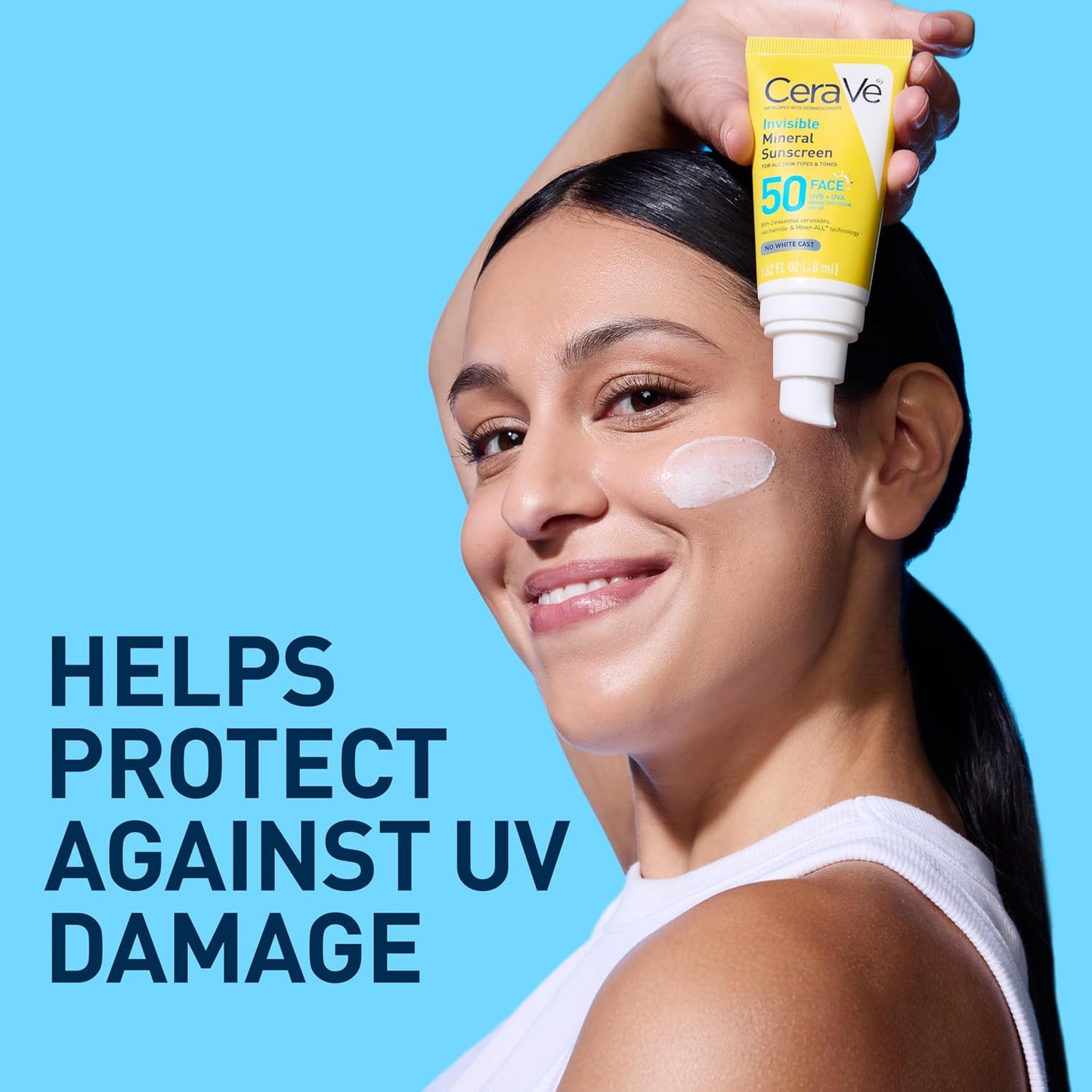 CeraVe Invisible Mineral Sunscreen SPF 50, Face Sunscreen for Sensitive Skin With Zinc Oxide & Titanium Dioxide, Vitamin E + Niacinamide + Ceramides, Oil Free, Travel Size 1.62 oz