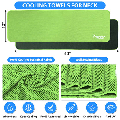 SYOURSELF Cooling Towels for Neck and Face, 4 Pack 40" x 12" Cooling Towel for Hot Weather, Soft Breathable Instant Cool Chilly Pad for Sports Golf Yoga Gym Athletes Camping Ice Towels(Mix-4pcs)